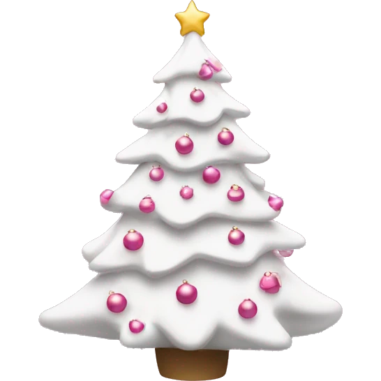 White Christmas tree with pink ornsments emoji