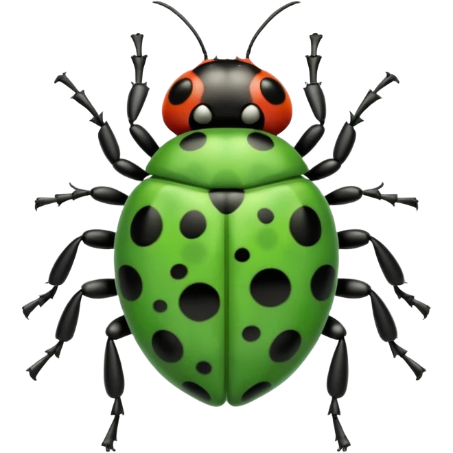  cute GREEN lady bug, 4 LEGS emoji