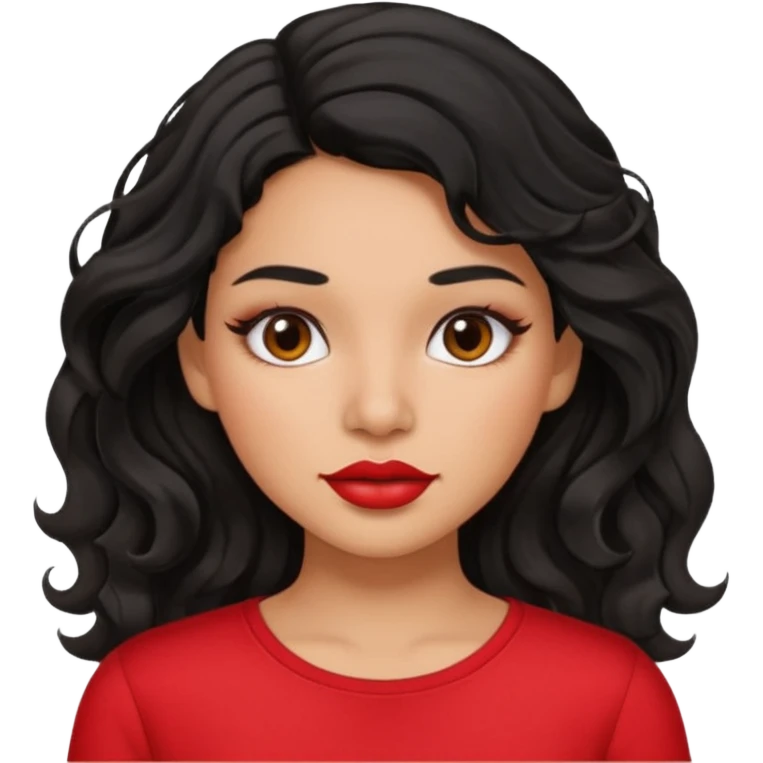 Latina girl with lip liner and black wavy hair emoji