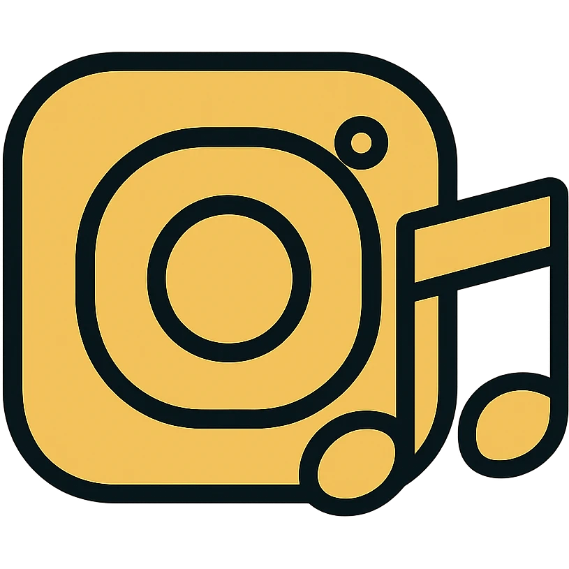 gold and black outlined icon representing Music for Instagram emoji