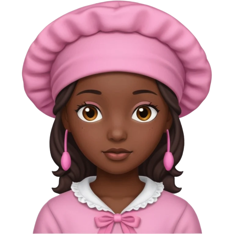 Black girl with pink bonnet teen emoji