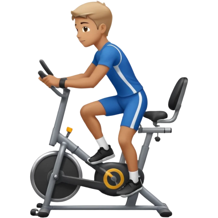 Stationary bike boy riding on it emoji