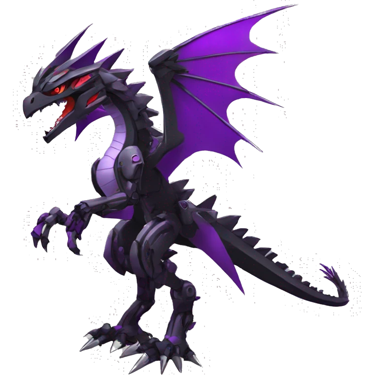  Cool Edgy Black Purple Red Digimon-Fakemon-Raptor-Dragon-Mecha full body emoji