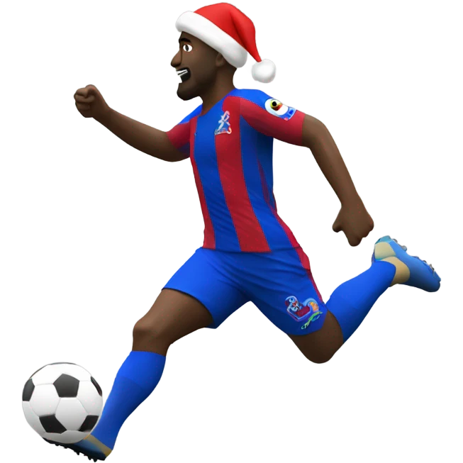 Black Crystal Palace football player scoring a goal with a Santa hat emoji