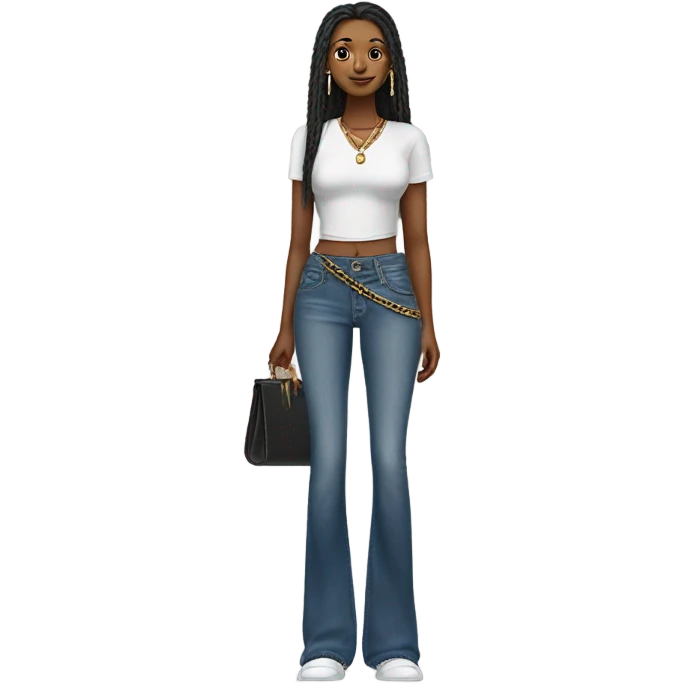 wide leg pair of jeans with a chain wallet emoji