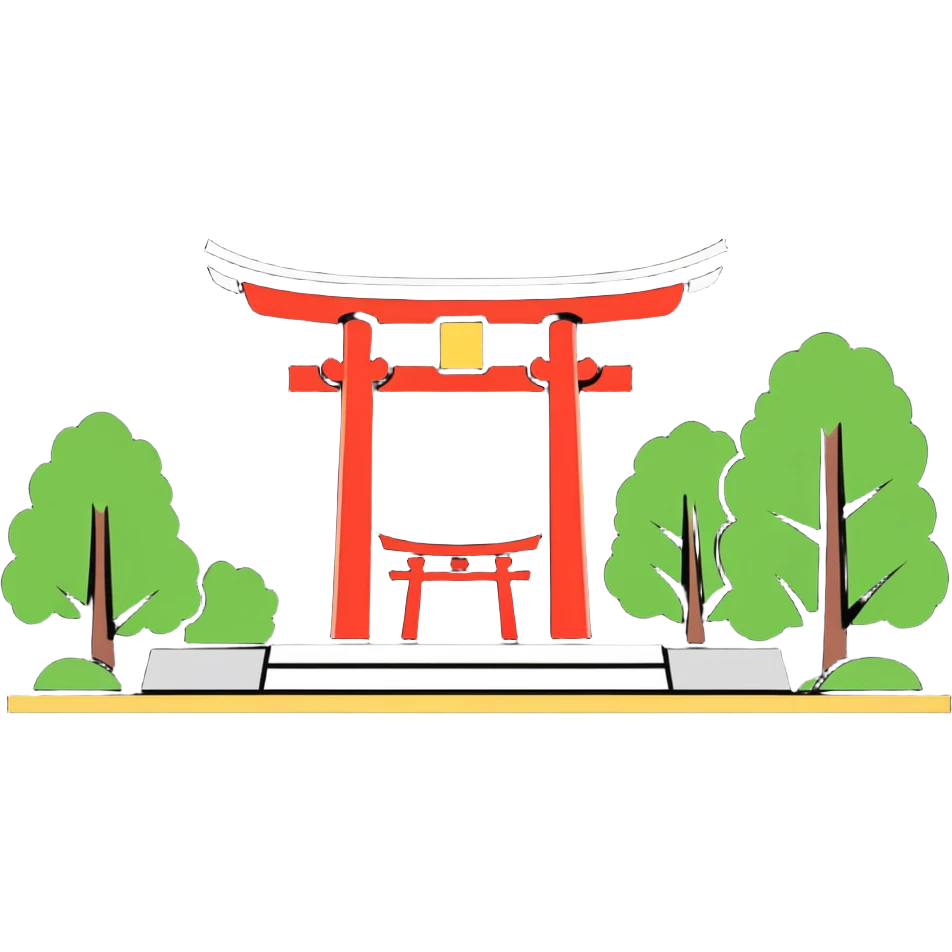 shinto shrine, cartoonish sticker style emoji