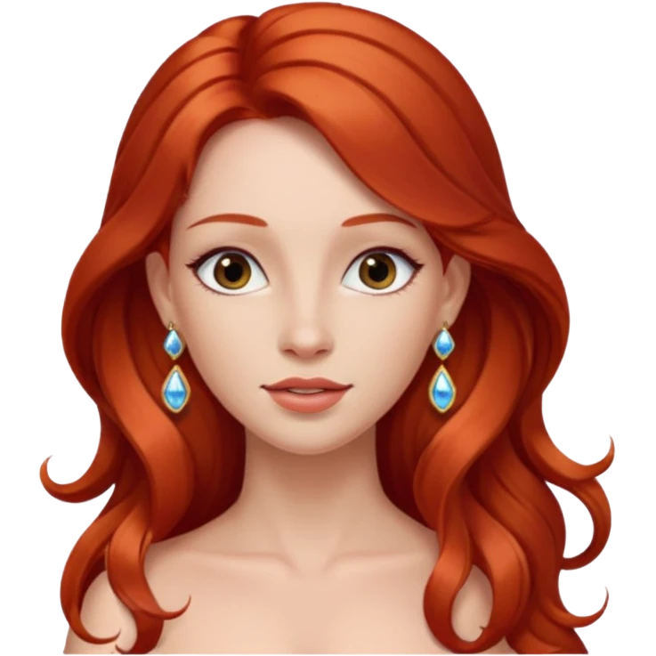 Hot   naked tits red long hair princess earrings emoji