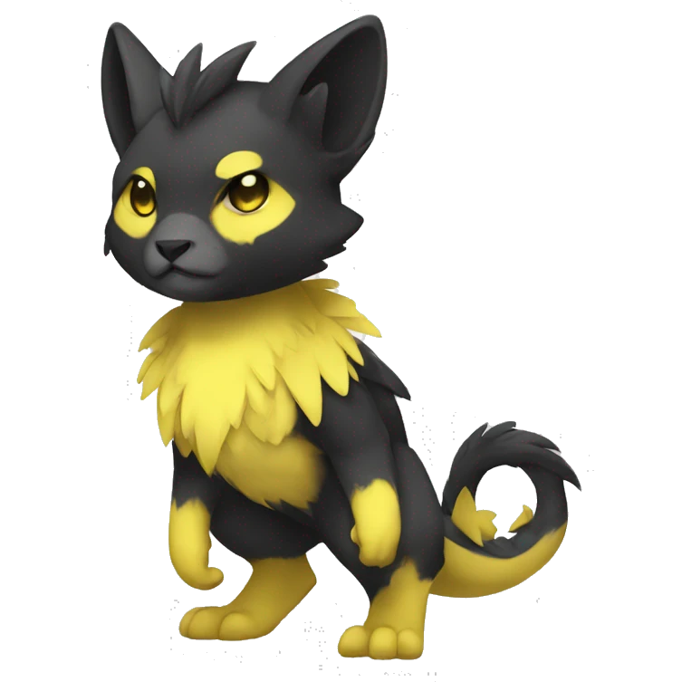 Cute cool black yellow animal hybrid Fakemon full body emoji