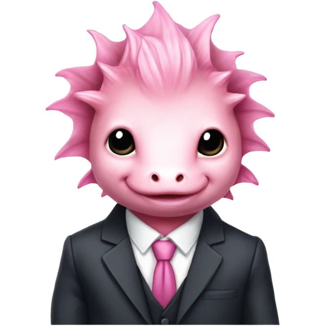 Pink Axolotl boy with pink hair wearing suit  emoji