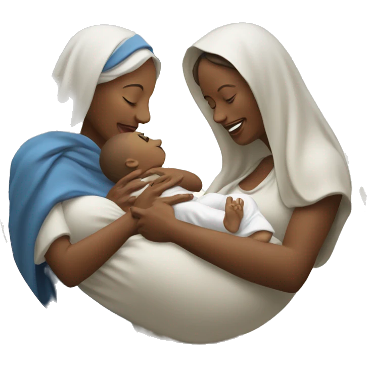 Mother Mary tickling baby Jesus emoji