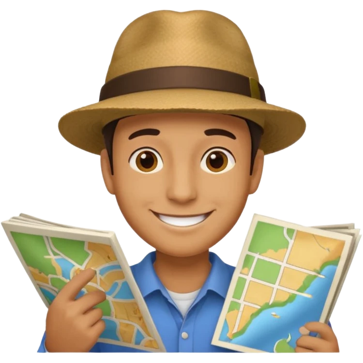 Man + hat + map,Jungle Explorers. emoji