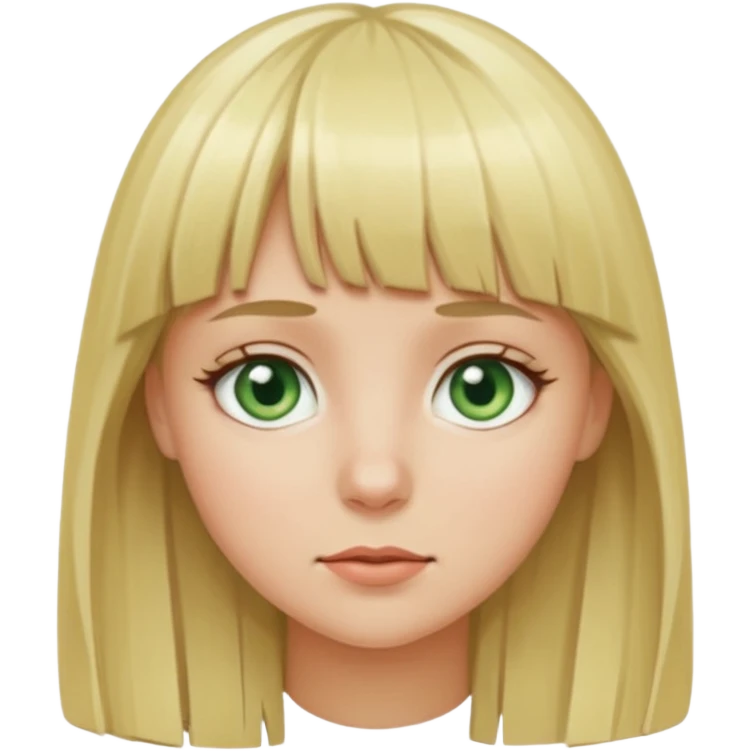 Ragazza bionda con la frangetta con gli occhi verde chiaro emoji