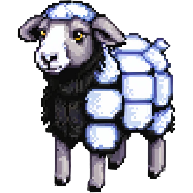 Minecraft sheep made out of square blocks, looks exactly like in the game emoji