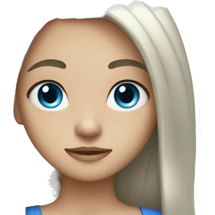 Girl with black long hair, blue eyes emoji