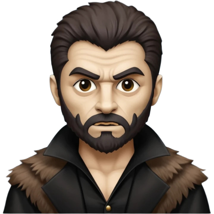 The Wolf Man from Universal Monsters with dark brown fur, black silk outfit, tan skin  emoji