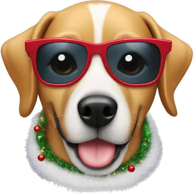 Dog with crismas sunglasses    emoji