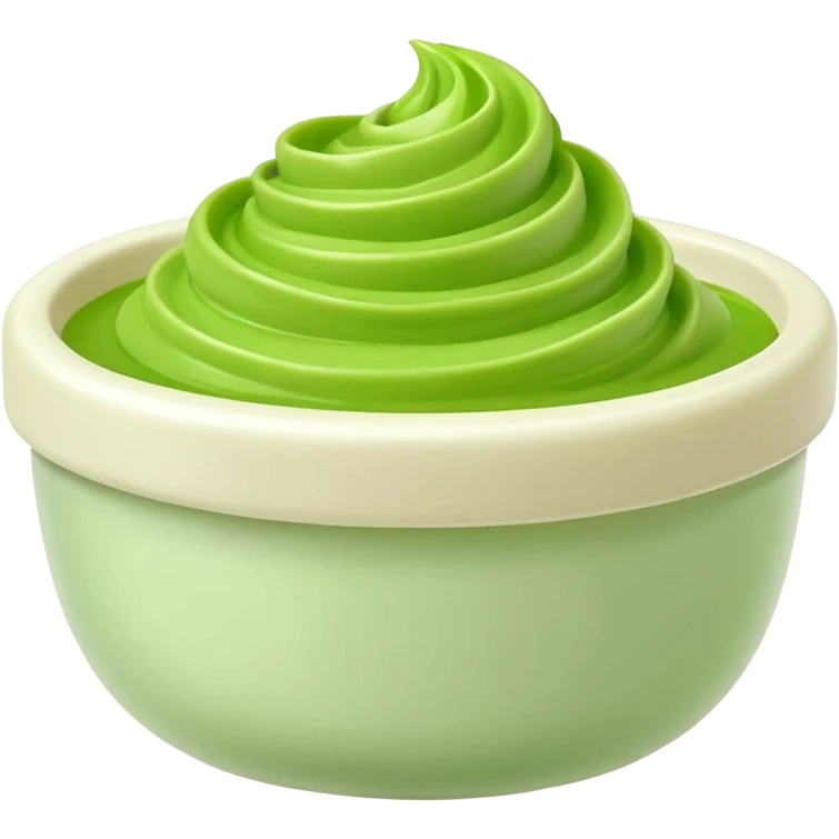 small dollop or swirl of bright green wasabi paste with smooth creamy texture and soft matte finish, slightly peaked shape with gentle folds, evoking sharp flavor and freshness, apple emoji style, soft lighting, subtle shadows, emoji scale emoji