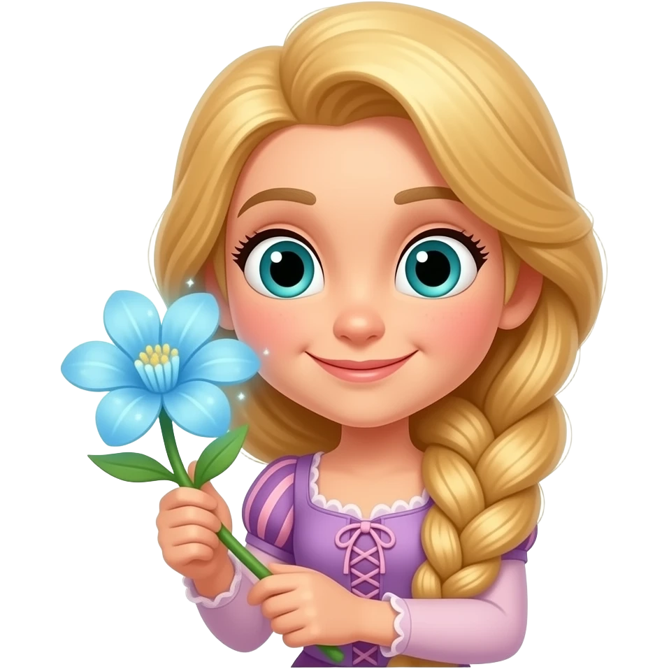 Rapunzel light blue magical flower emoji