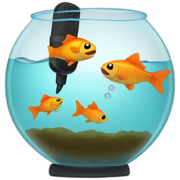 fishbowl with a microphone inside emoji