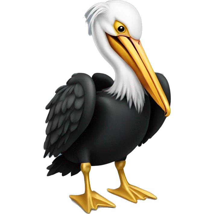 Pelican wearing a black hoody and gold chains emoji