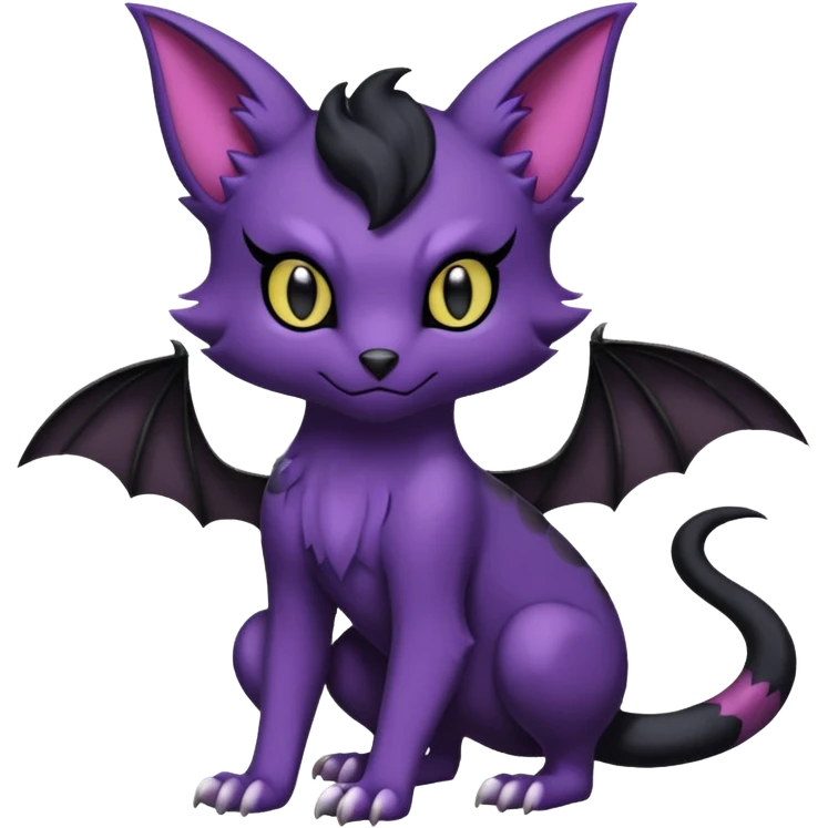 Black batty vampiric scary spooky dark dusky gloomy cute handsome beautiful pretty Liepard-Noibat-Delcatty-Pokémon-fusion emoji