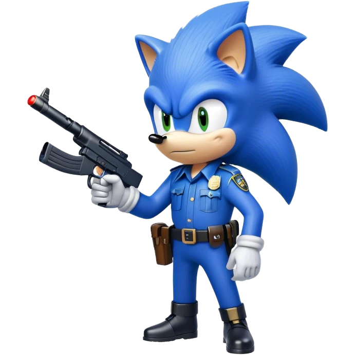 Sonic the hedgehog as a cop with a rifle emoji