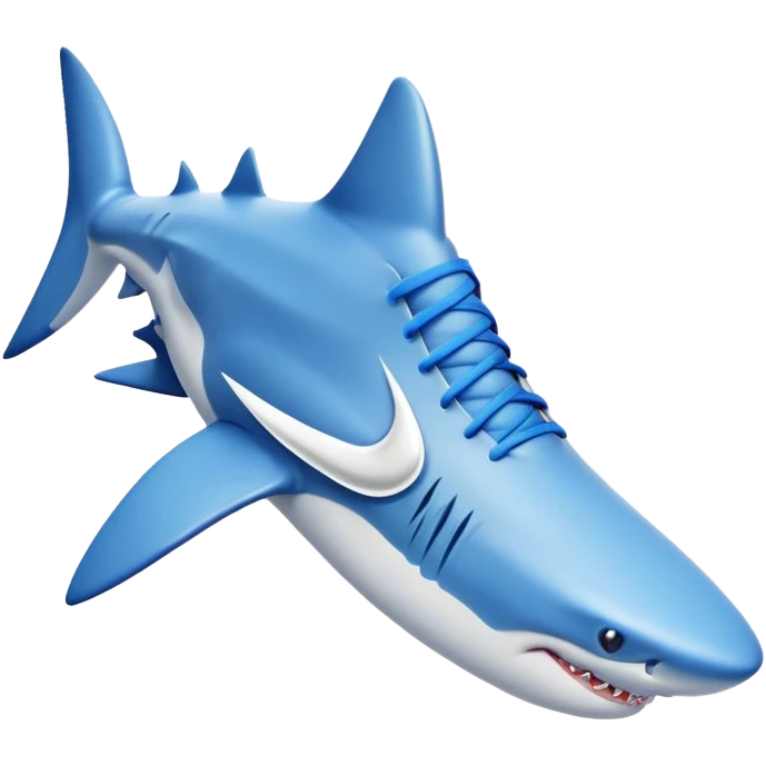 A shark with blue nike shoes emoji