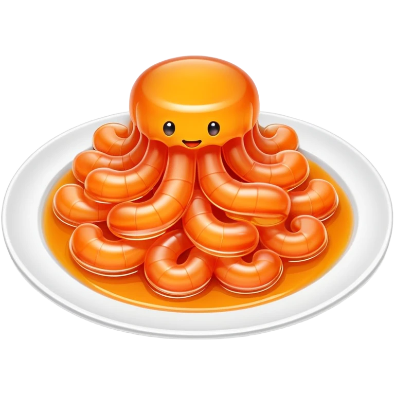 Fujian Tǔsǔndòng jelly-like seafood with sauce, simplified emoji style with bold outlines and bright colors, cartoon style transparent worm jelly specialty emoji