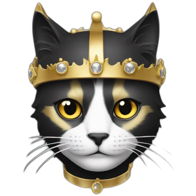 chat noir et blanc avec une couronne en or emoji
