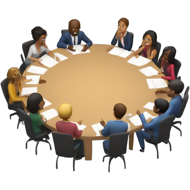 group discussion at a table emoji