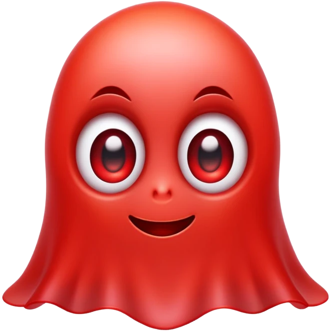 Cute red ghost character with big adorable eyes and a small smile emoji
