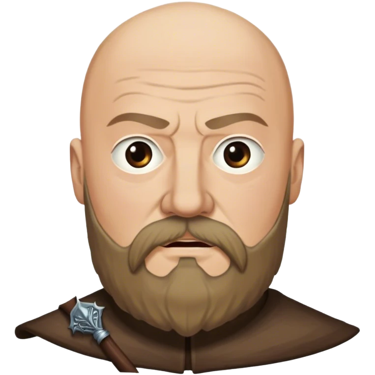 Rickard Karstark from game of thrones, bushy beard, bald head emoji