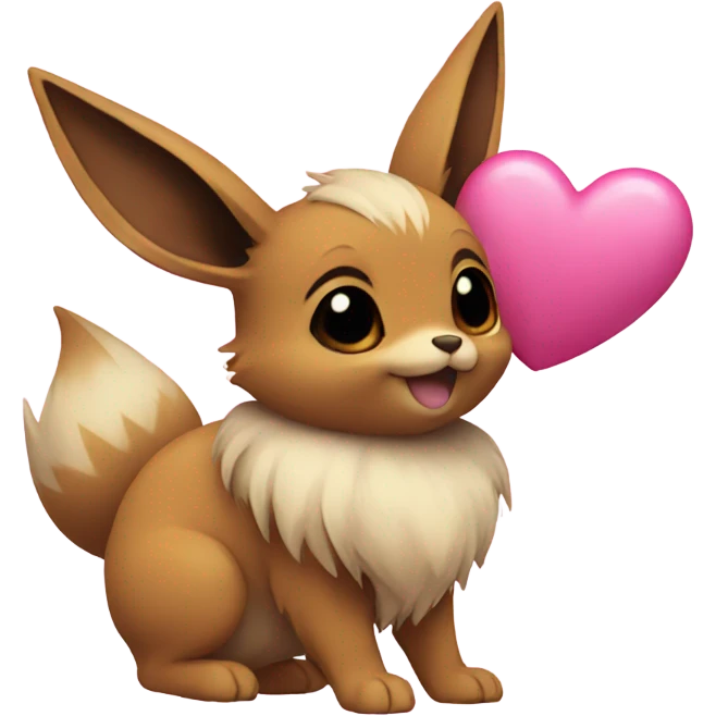 Eevee holding a pink heart emoji