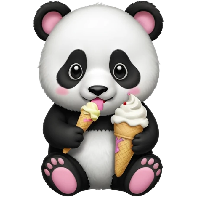 Panda eating ice cream emoji
