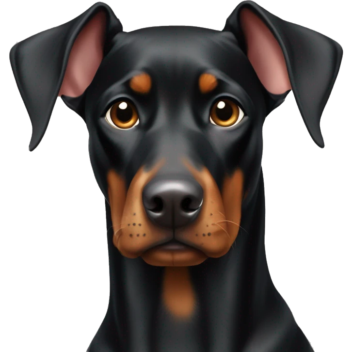 Black and tan Doberman Pinscher with floppy ears emoji