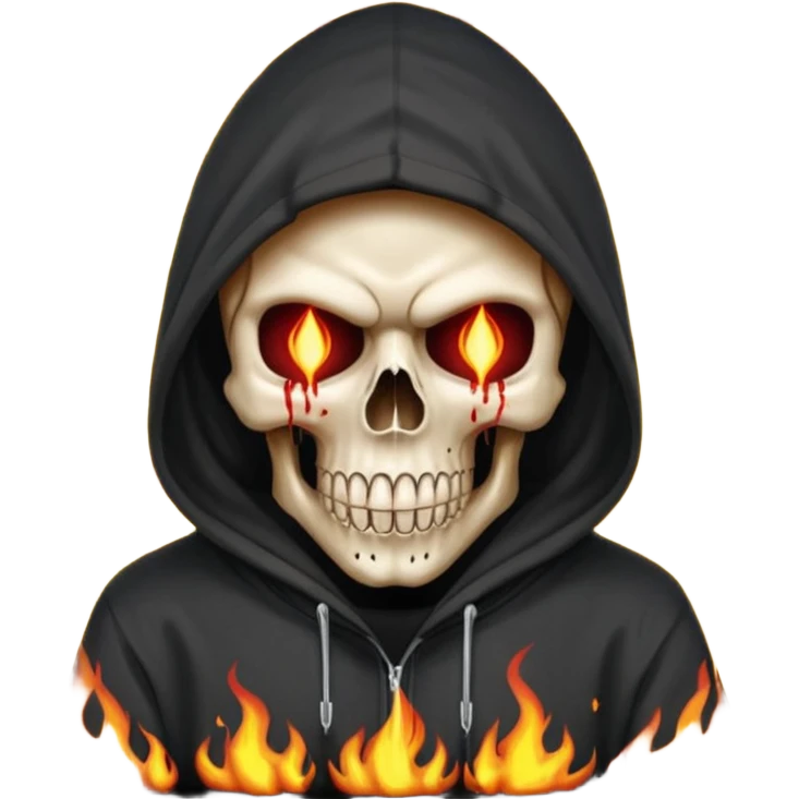 Bro I wanna skull with hoodie on the hoodie has to be on fire and I want matrix blood with the codes and weird numbers spilling out eyes and mouth almost give him a diamond grill in his mouth make it shinny where is the matrix symbols  emoji