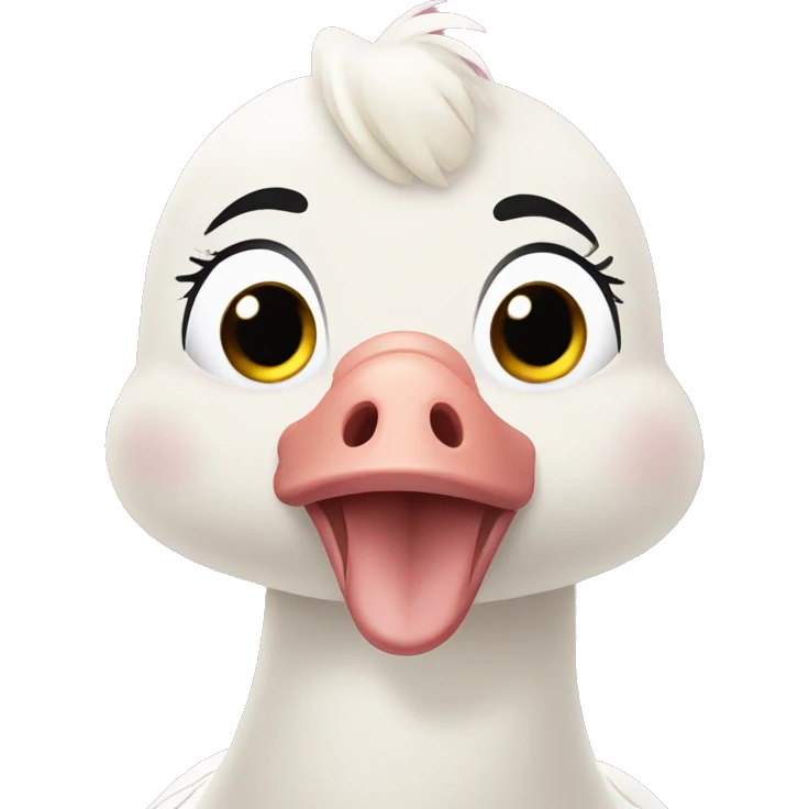 Goose silly face pink bow pigtails wink emoji