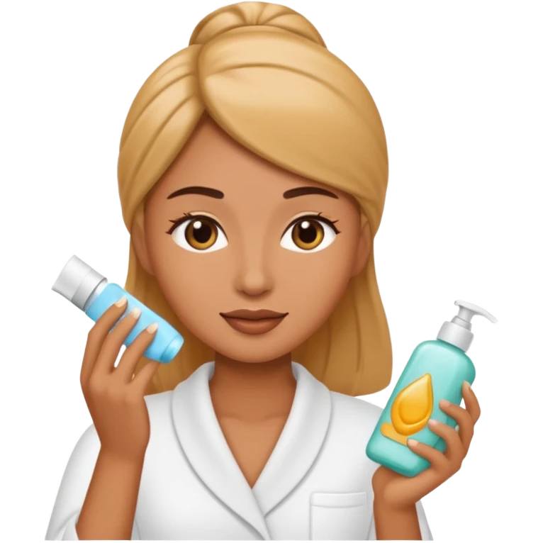 create a iphone emoji, woman using product skincare emoji