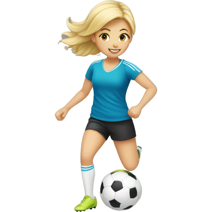 blond girl doing keepy uppies with a soccerball emoji