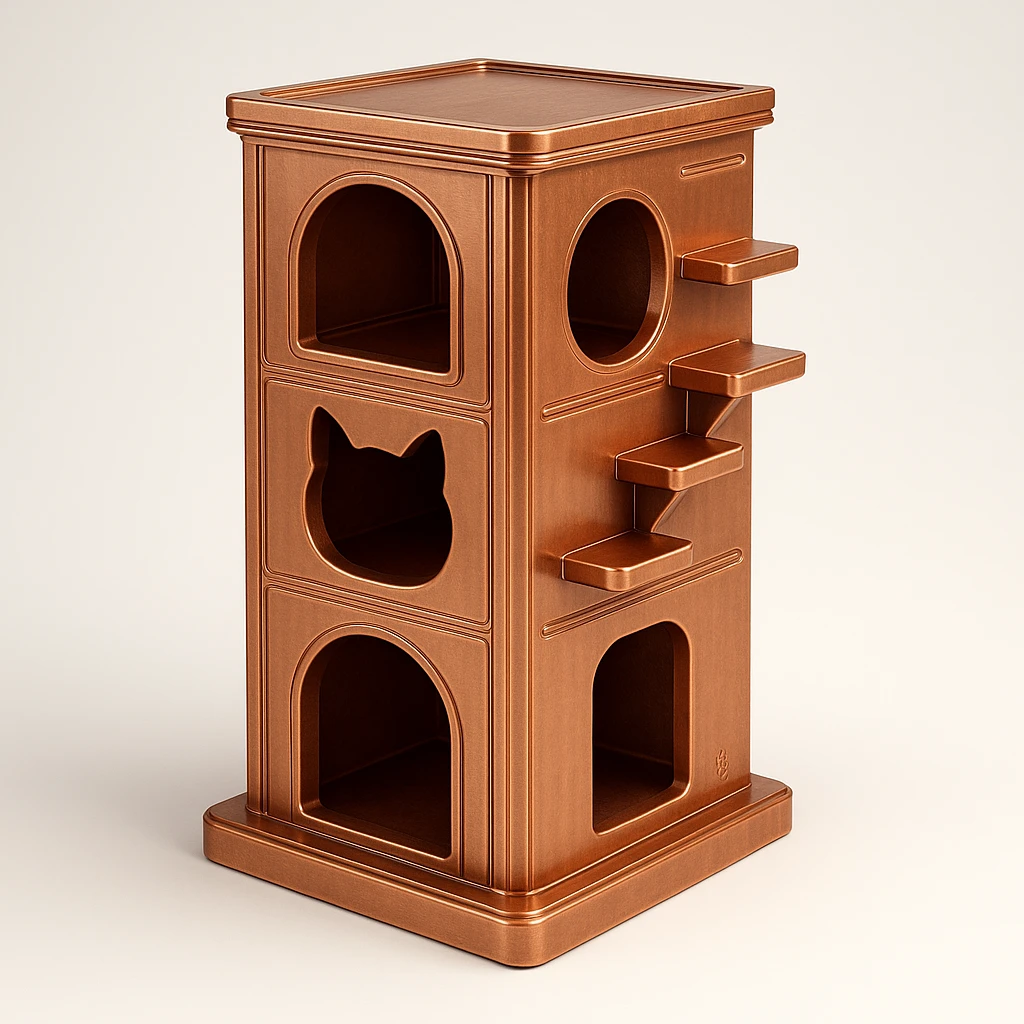cats relaxing in a vertical playhouse emoji