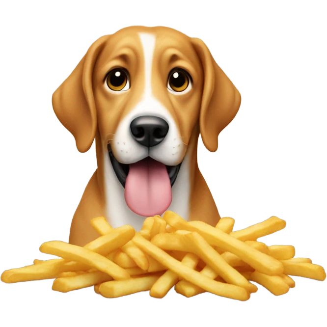 Dog eating fries emoji