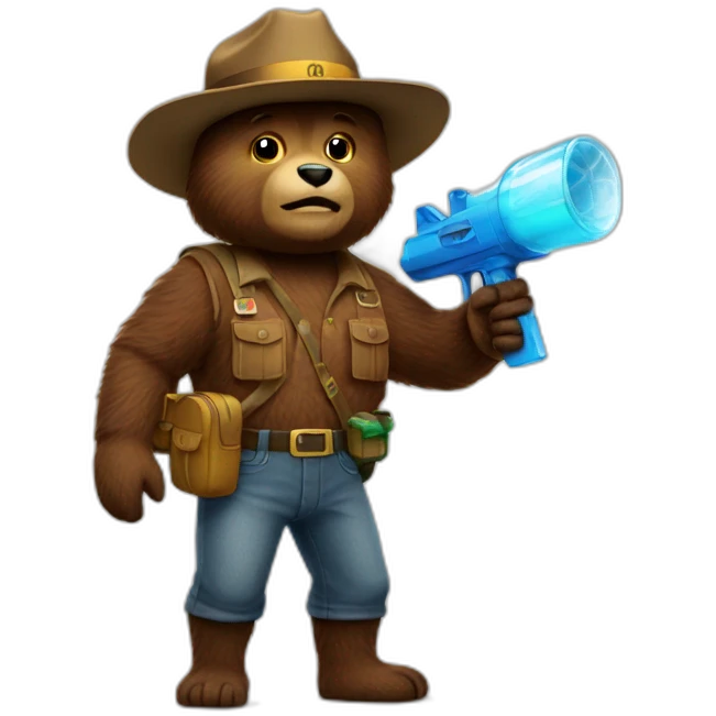 smokey bear with water gun emoji