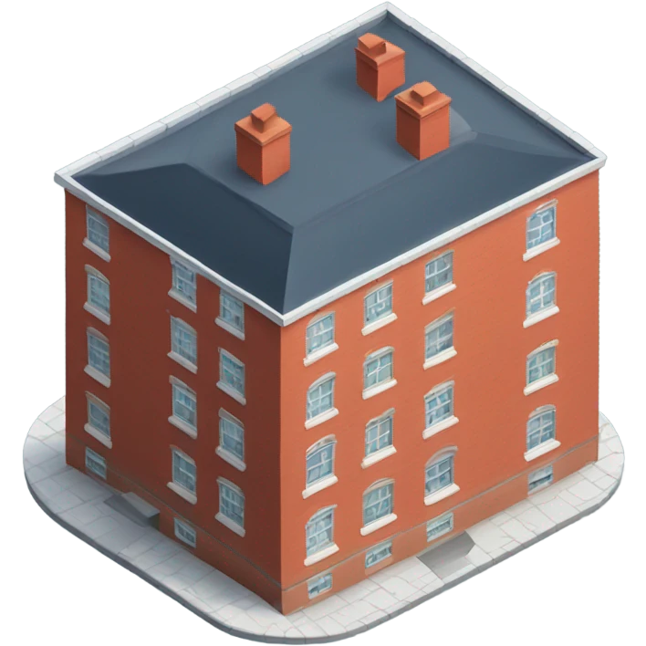 isometric two storey curved red brick building emoji
