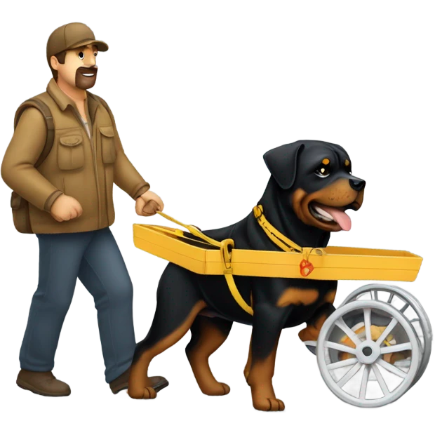 Rottweiler pulling a trailer  emoji
