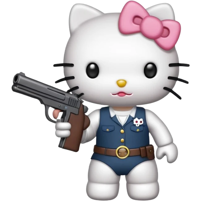 Hello kitty holding a gun emoji