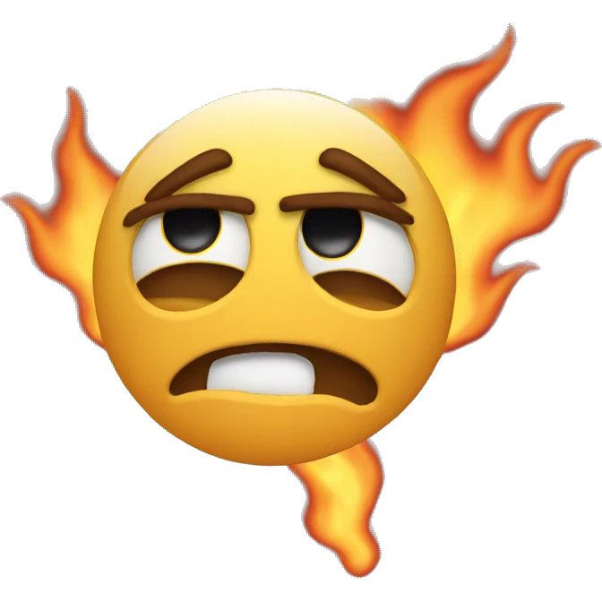 Emoji blowing fire with eyes closed emoji