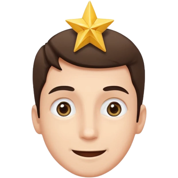 a man looking up with star eyes, smiling emoji
