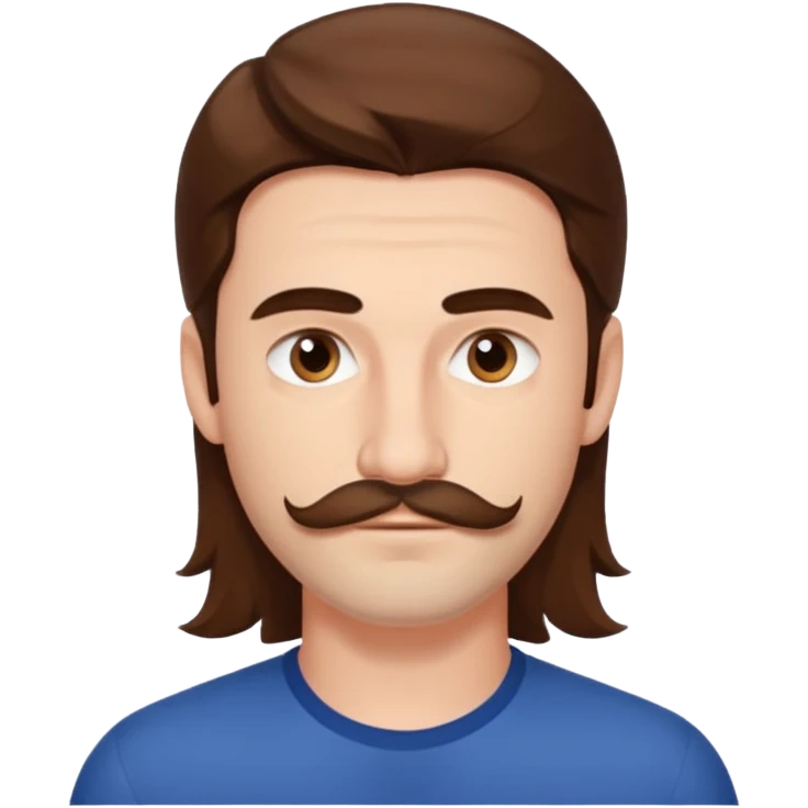 Matthieu Charneau, male actor (b.1988) with long hair and thin mustache emoji