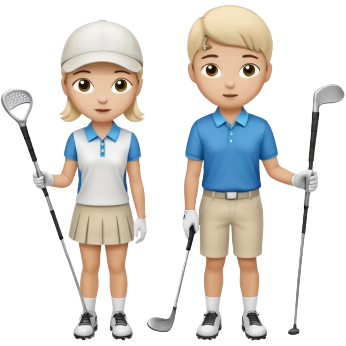 young beginner golfer boy and girl emoji