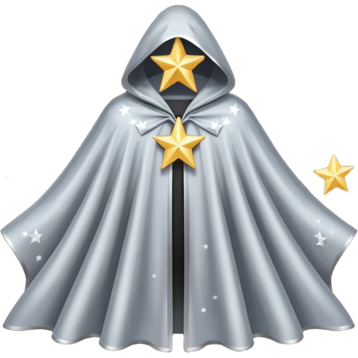 a fantasy  magic, silver color with star pattern cloak emoji